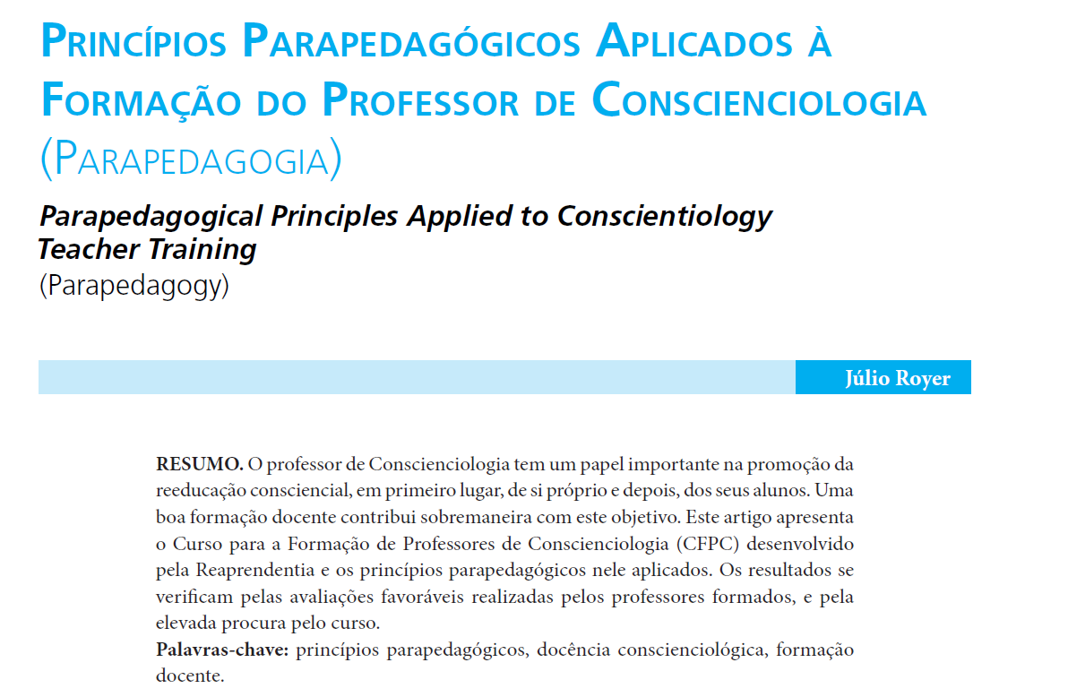 Princípios Parapedagógicos aplicados à Formação do Professor de Conscienciologia